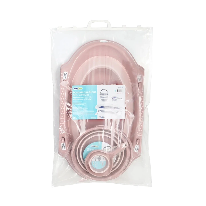 Babyjem Katlanır Banyo Küveti 3 Lü Set Somon
