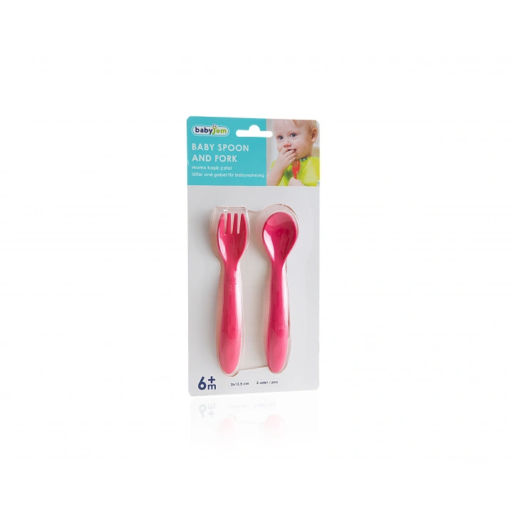 Babyjem Mama Kaşık Çatal Takımı 495 Kırmızı- (2x13,5 cm)