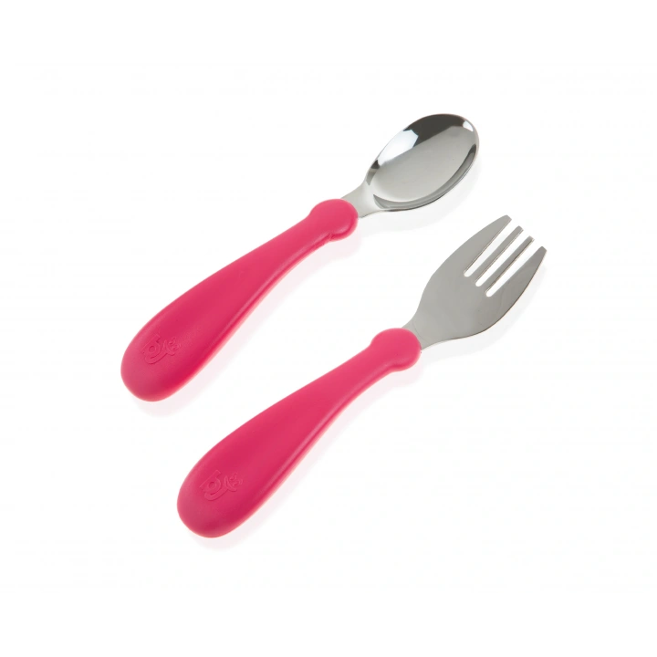 Babyjem Paslanmaz Çelik Çatal Kaşık Seti - Pembe