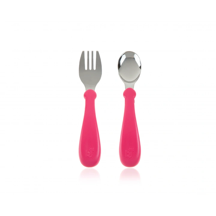 Babyjem Paslanmaz Çelik Çatal Kaşık Seti - Pembe