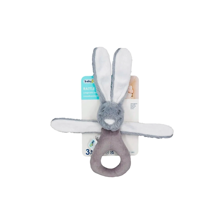 Babyjem Tutmalı Çıngıraklı Mini Peluş Tavşan Gri 842