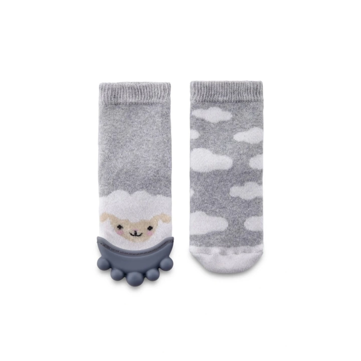 Babyjem Diş Kaşıyıcılı Havlu Bebek Çorabı Gri