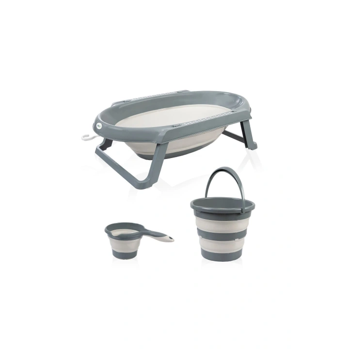 Babyjem Katlanır Banyo Küveti 3 Lü Set Antrasit