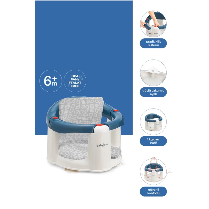 Babyjem Önden Açılır Mama Sandalye Oturağı Ve Minderi - 2  Li Set İndigo Mavi