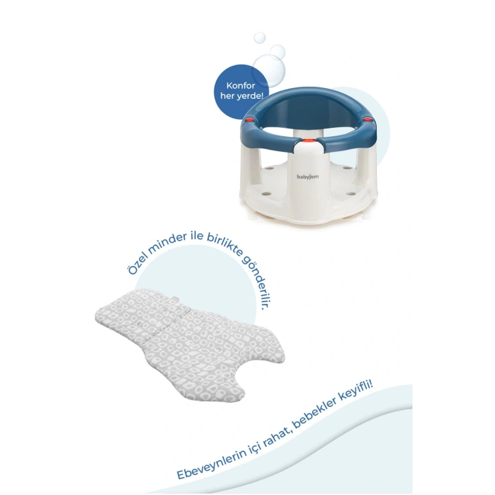 Babyjem Önden Açılır Mama Sandalye Oturağı Ve Minderi - 2  Li Set İndigo Mavi