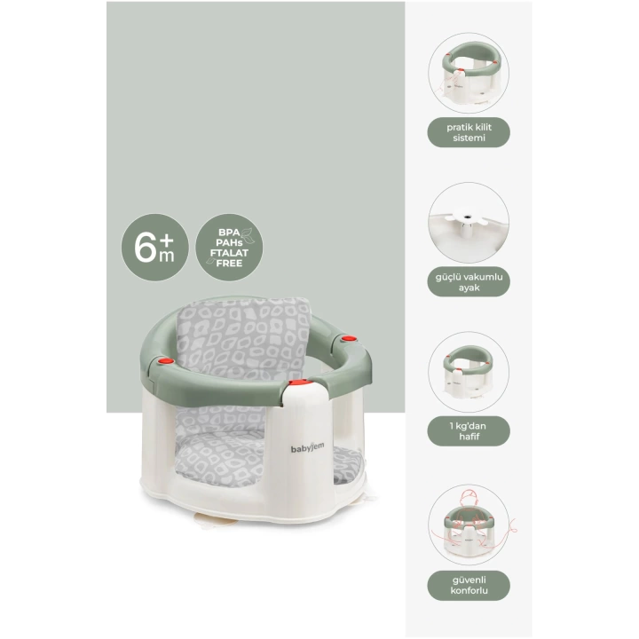 Babyjem Önden Açılır Mama Sandalye Oturağı Ve Minderi - 2  Li Set Soft Yeşil