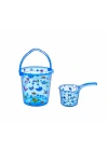 Babyjem Şeffaf Kova & Maşrapa Set Mavi Desenli