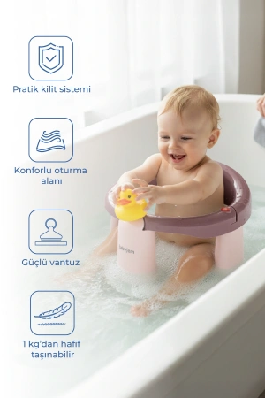 Babyjem Önden Açılır Banyo & Mama Oturağı Mürdüm