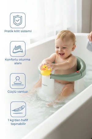 Babyjem Önden Açılır Banyo & Mama Oturağı Soft Yeşil