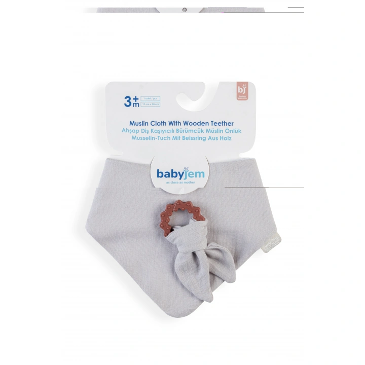 Babyjem Silikon Diş Kaşıyıcılı Müslin Önlük Gri