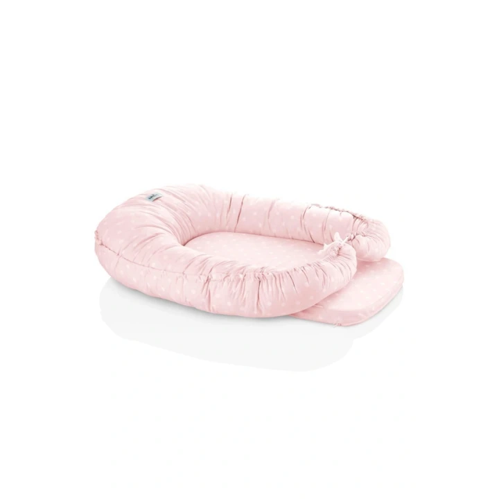 5 Fonksiyonlu Anne Yanı & Emzirme Minderi & Bebek Yatağı Pembe Benekli