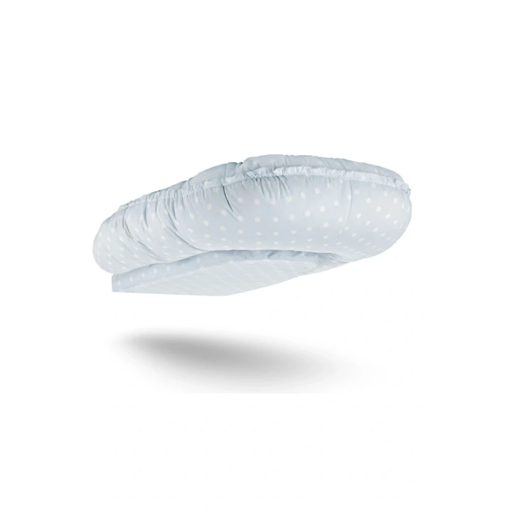 Babyjem 5 Fonksiyonlu Anne Yanı & Emzirme Minderi & Bebek Yatağı Mavi Benekli