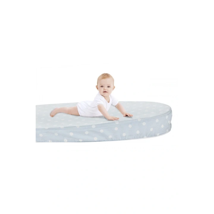 Babyjem 5 Fonksiyonlu Anne Yanı & Emzirme Minderi & Bebek Yatağı Mavi Benekli