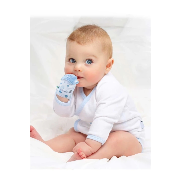 Babyjem Hışırtılı Silikon Diş Kaşıyıcı Eldiven Kirpi - Ekru