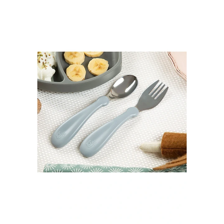 Babyjem Paslanmaz Çelik Çatal Kaşık Seti - Gri
