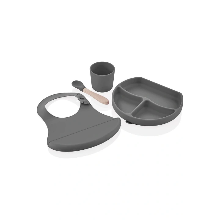 Babyjem Silikon Beslenme Seti Gri