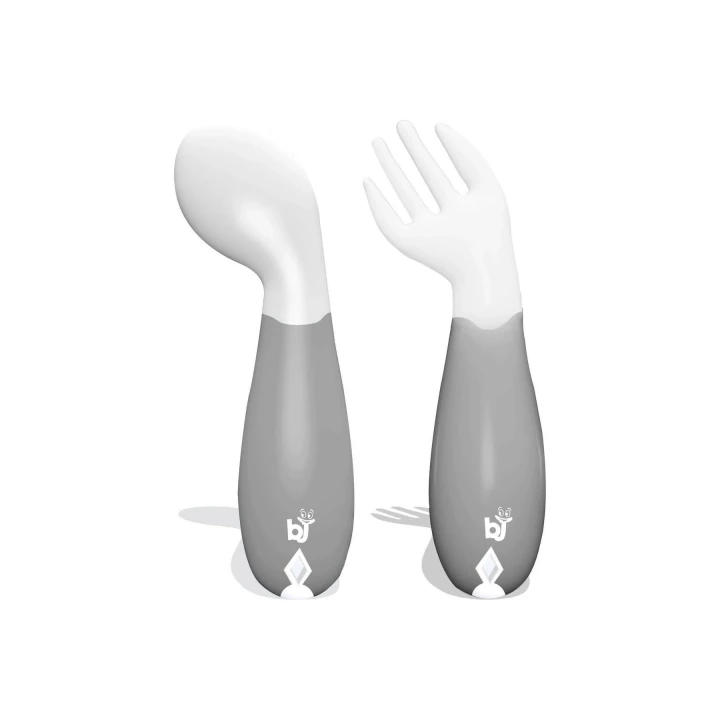Babyjem Açılı Mama Çatal Kaşık Seti - Beyaz