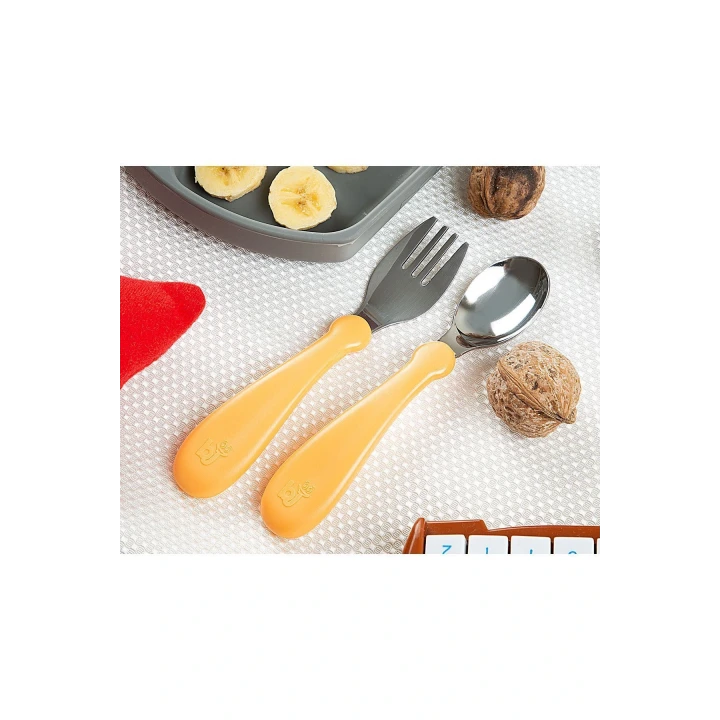 Babyjem Paslanmaz Çelik Çatal Kaşık Seti - Somon