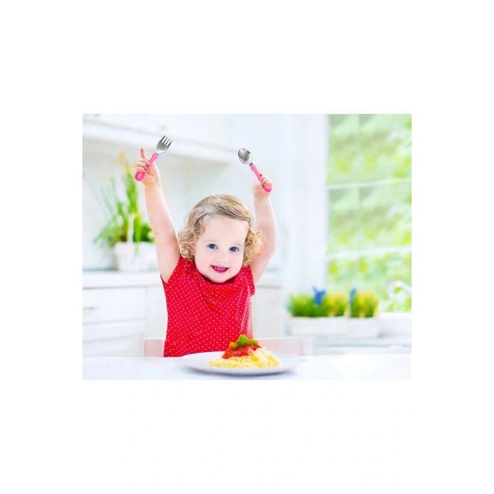 Babyjem Paslanmaz Çelik Çatal Kaşık Seti - Somon