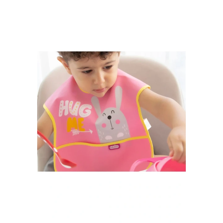 Babyjem Poli Muşamba Önlük Büyük Pembe