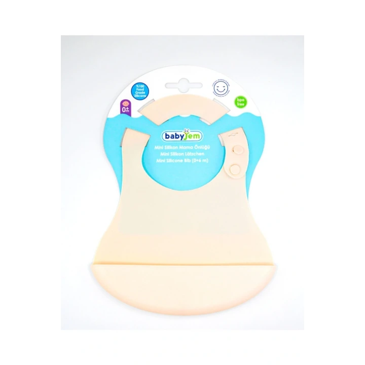 Babyjem Mini Silikon Önlük Ekru