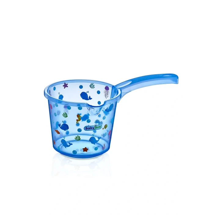 Babyjem Bebek Banyo Maşrapası Şeffaf Desenli Mavi