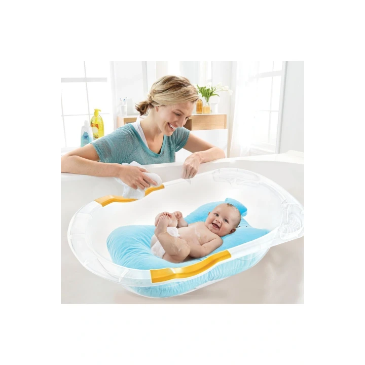 Babyjem Sevimli Kedi Köpüklü Bebek Banyo Küvet Yatağı Mavi (Straforlu - Suda Batmaz)