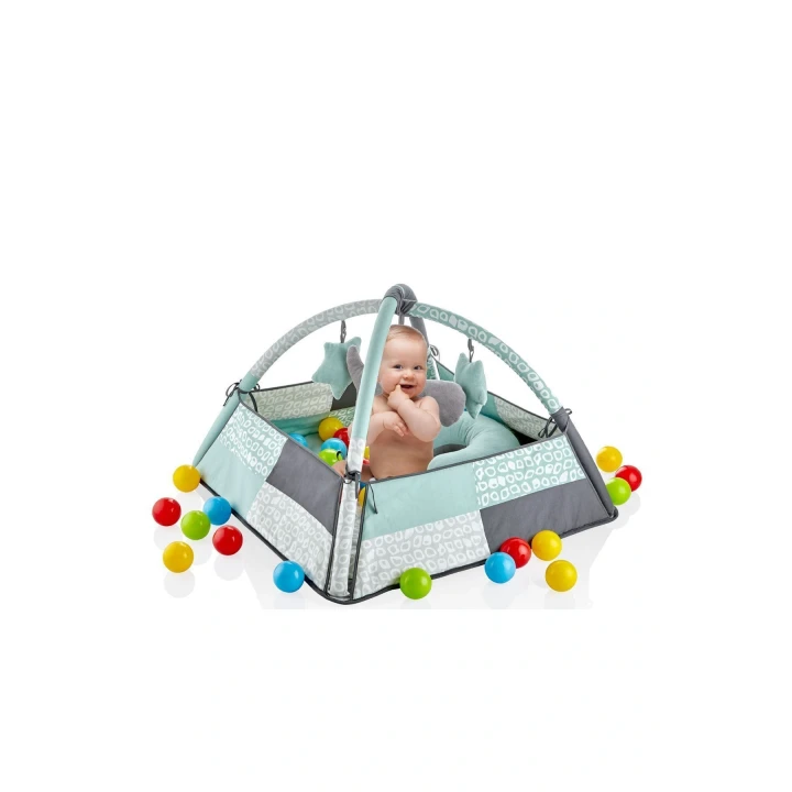 Babyjem Güvenlikli Aktivite Oyun Halısı Yeşil 25 Adet Top Hediyeli