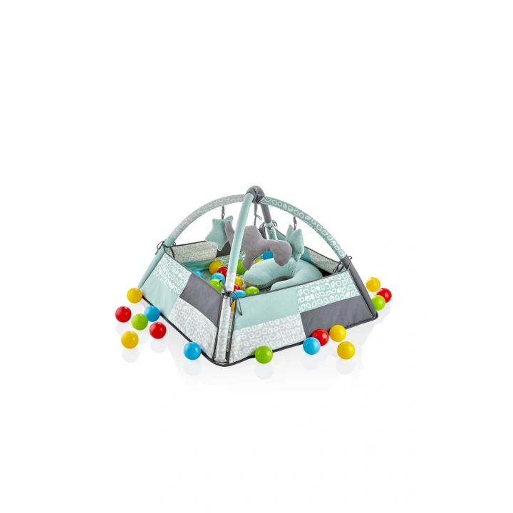 Babyjem Güvenlikli Aktivite Oyun Halısı Yeşil 25 Adet Top Hediyeli