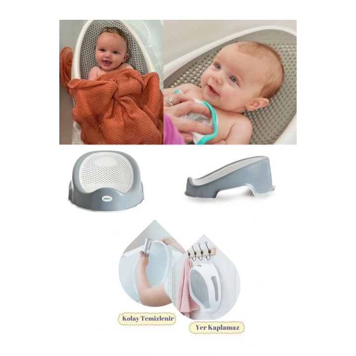 Babyjem Soft Banyo Desteği Bebek Yıkama Yardımcısı Gri