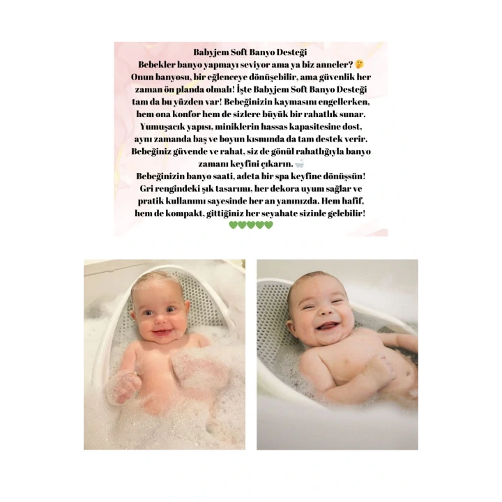 Babyjem Soft Banyo Desteği Bebek Yıkama Yardımcısı Gri
