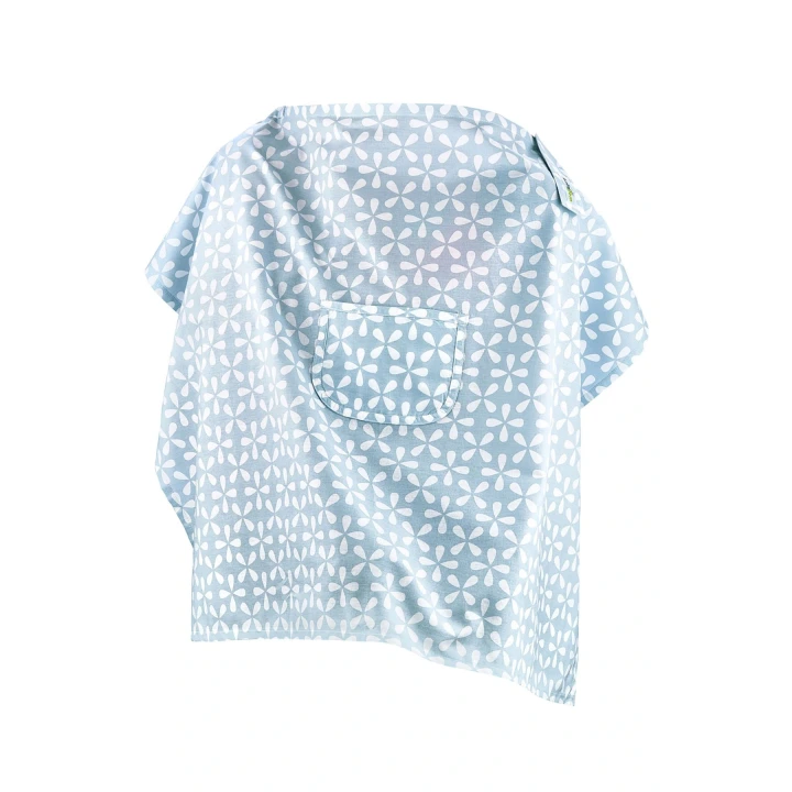 Babyjem Cepli Emzirme Önlüğü Mavi Yonca %100 Pamuk