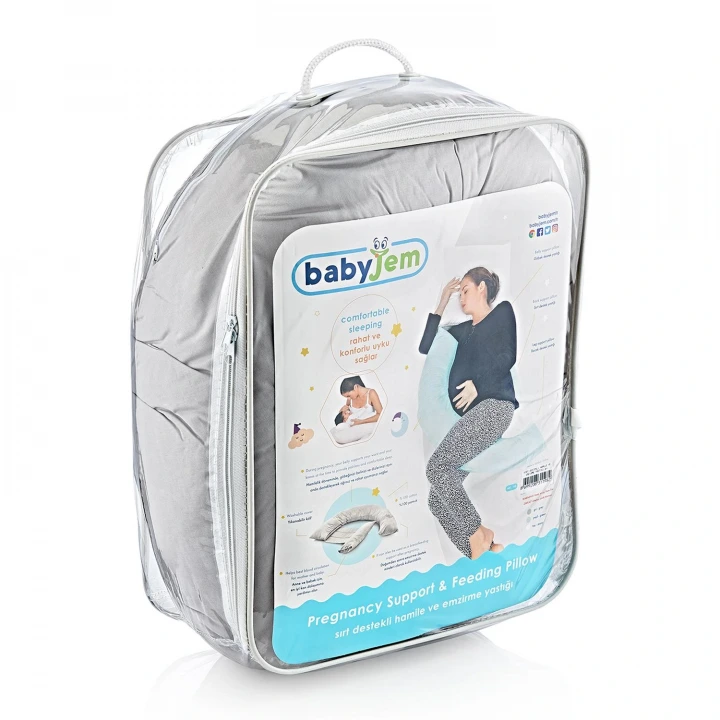 Babyjem Sırt Destekli Hamile ve Emzirme Yastığı Gri