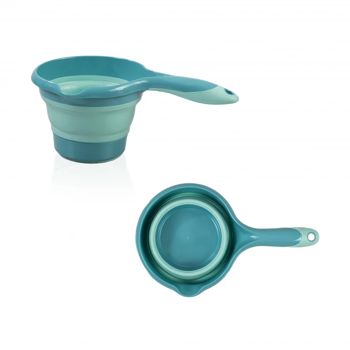 Babyjem Katlanır Bebek Banyo Küvet Seti 5 Parça Turkuaz (Havlu Fileli)