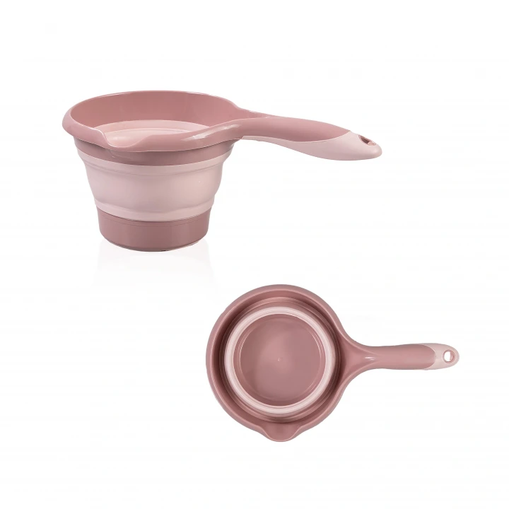 Babyjem Bebek Katlanır Küvet Seti 5 Parça Somon (Havlu Fileli)