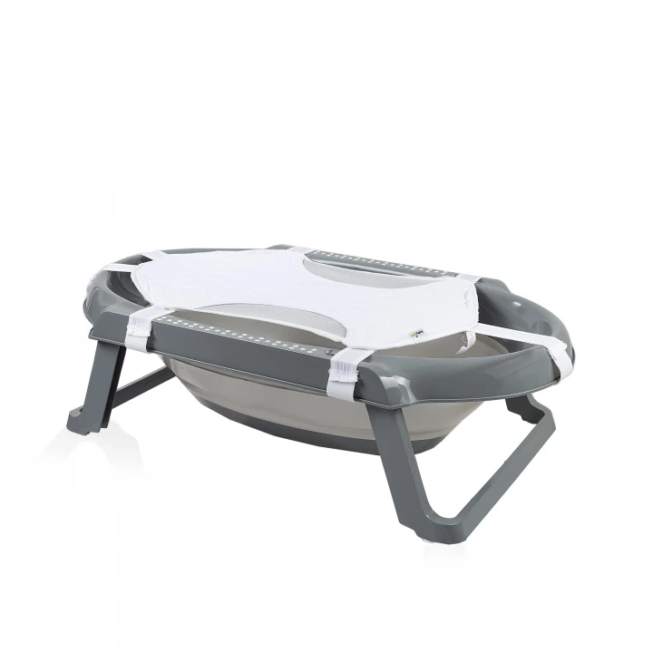 Babyjem Katlanır Bebek Banyo Küvet Seti 5 Parça Antrasit (Havlu Fileli)