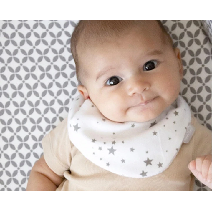 Yenidoğan Fular Yıldızlı Önlük Gri