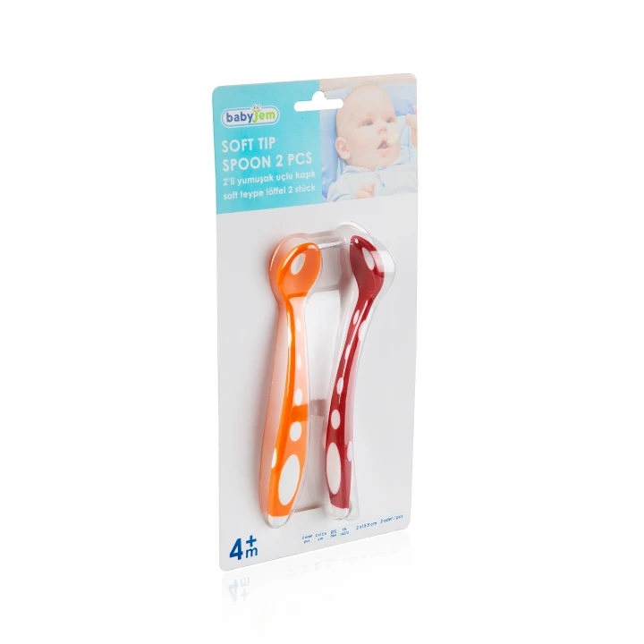 Babyjem Yumuşak Uçlu Mama Kaşığı Turuncu-Kırmızı