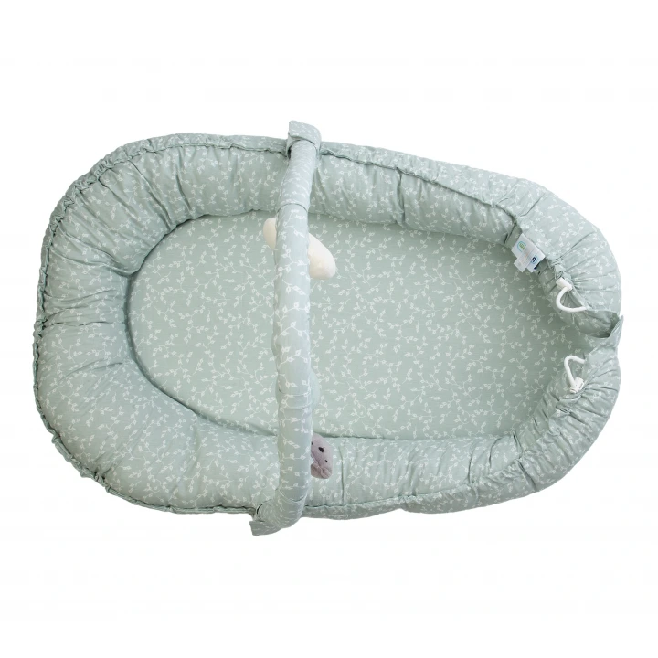 Babyjem Oyuncaklı Anne Baba Yatağı Yeşil Çiçek