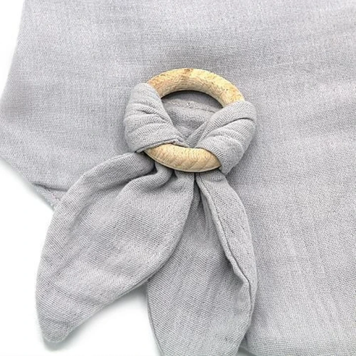 Babyjem Ahşap Diş Kaşıyıcılı Bürümcük Müslin Önlük Gri