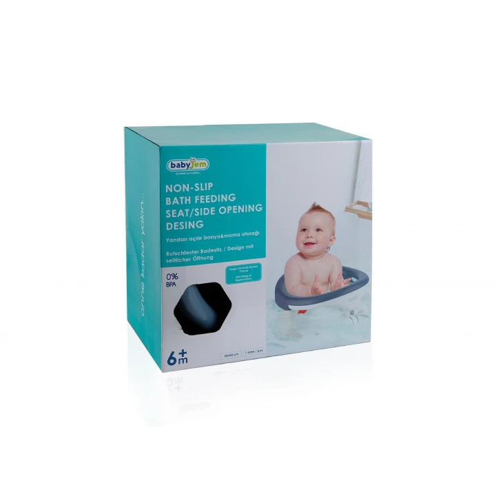 Babyjem Yandan Açılır Banyo ve Mama Oturağı İndigo Mavi