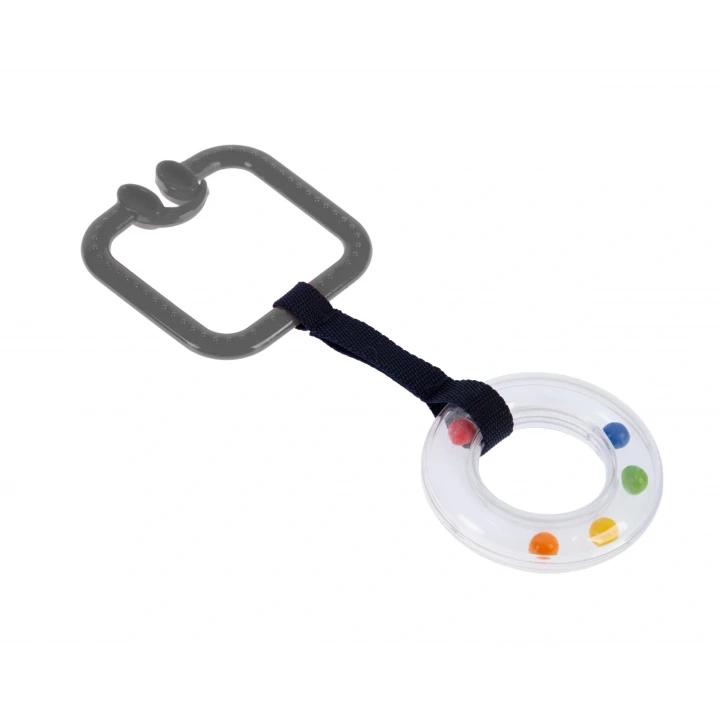 Babyjem Pusete Asılabilir Kare Sesli Çıngırak Gri