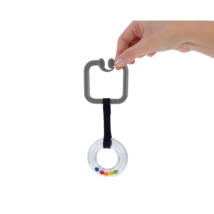 Babyjem Pusete Asılabilir Kare Sesli Çıngırak Gri