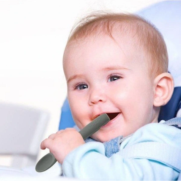 Babyjem Yumuşak Uçlu Silikon Kaşık Gri