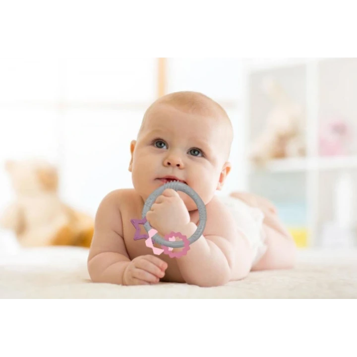 Babyjem Silikon Halka Diş Kaşıyıcı Mavi