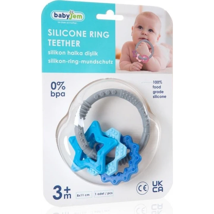 Babyjem Silikon Halka Diş Kaşıyıcı Mavi