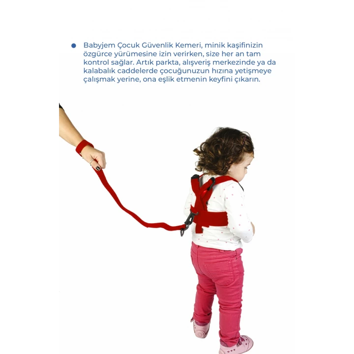 Babyjem Çocuk Yürüme Yardımcısı Güvenlik Kemeri Kırmızı