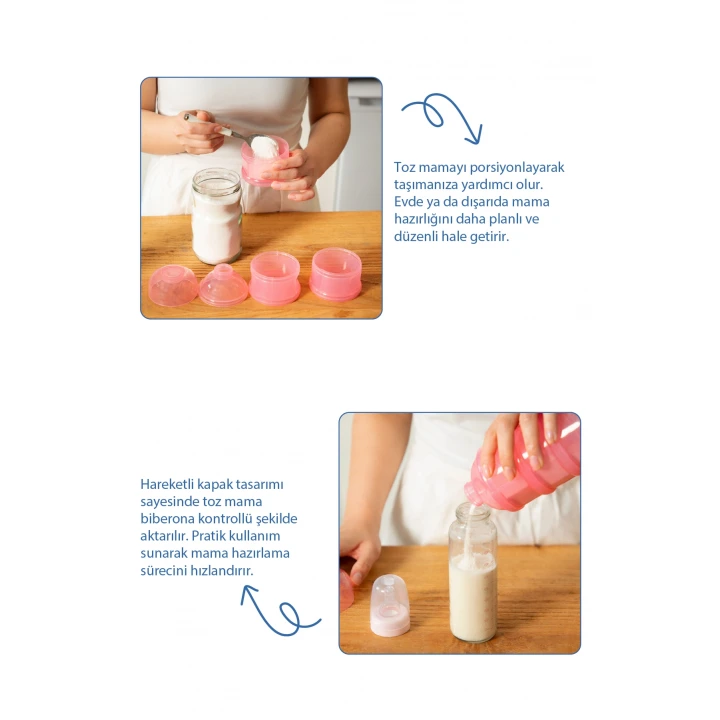 Babyjem Katlı Toz Mama Kabı Pembe