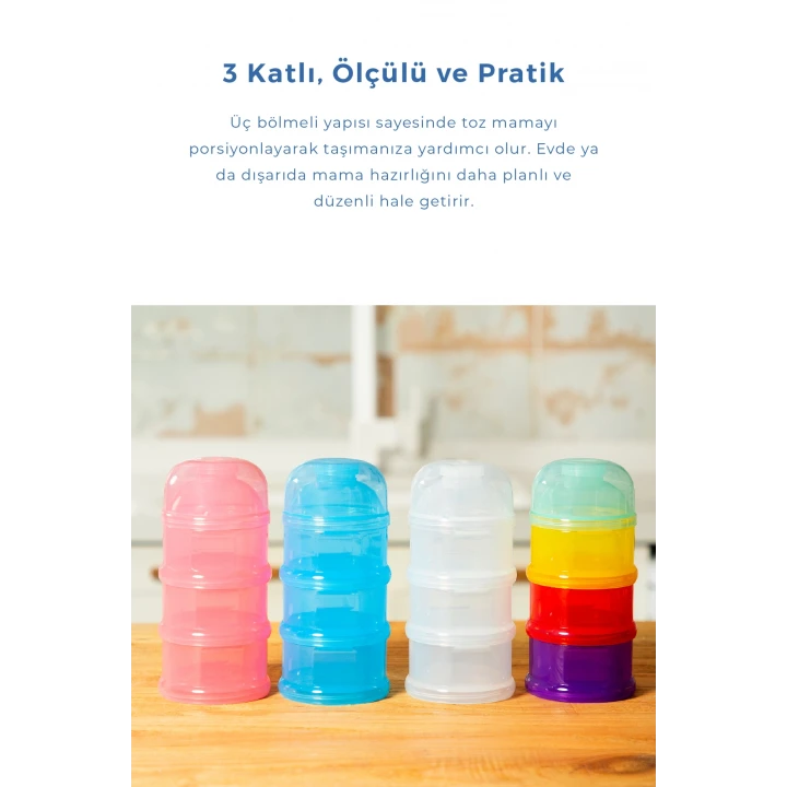Babyjem Katlı Toz Mama Kabı Renkli