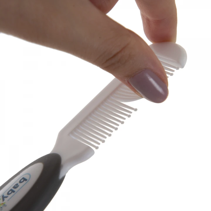 Babyjem Sertifikalı Yumuşak Doğal Bebek Kıl Fırça Tarak Seti Gri